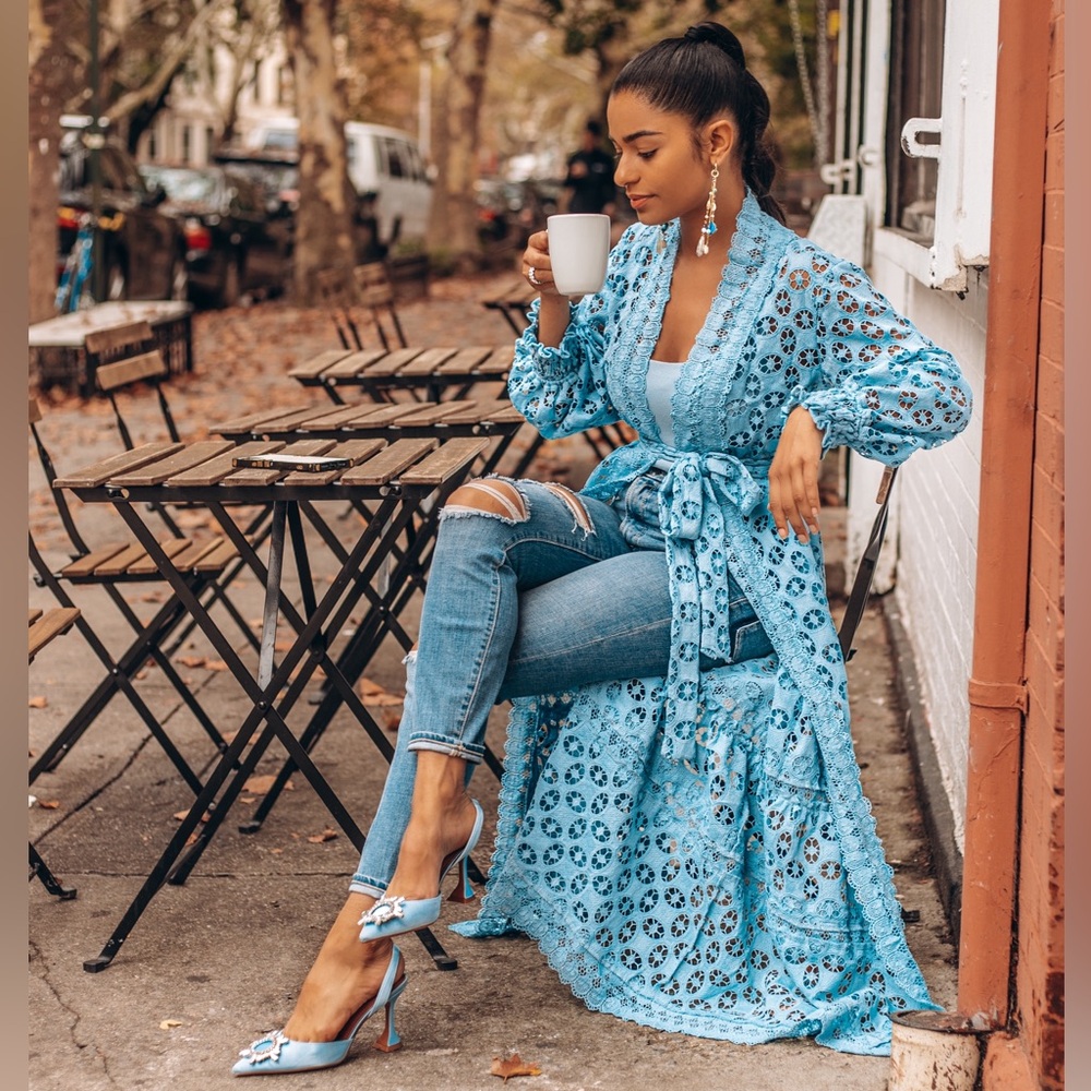 Blue Eyelet Duster